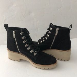 Dolce Vita Boots Shoes Black Suede Huey Hiker Booties SZ 7.5 Combat